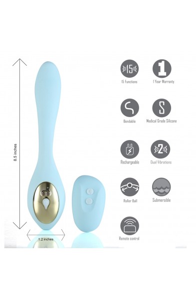 Harmonie Rechargeable Remote Silicone Bendable  Vibrator - Teal