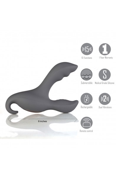 Apollo 15-Function Remote Control Prostate  Massager - Grey