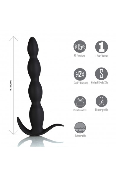 Mason Remote Control Silicone Butt Plug - Black