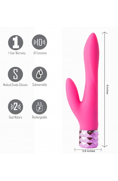Victoria Crystal Gem Dual Vibrator - Pink