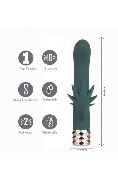 Kusha 420 Series Crystal Gems G-Spot Vibrator -  Green