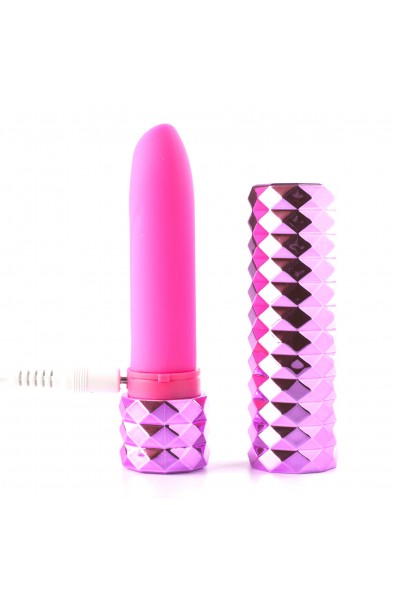 Roxie Crystal Gem Lipstick Bullet Vibrator - Pink