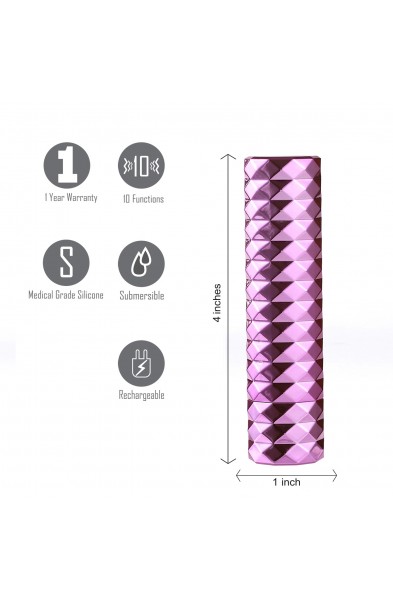 Roxie Crystal Gem Lipstick Bullet Vibrator - Pink