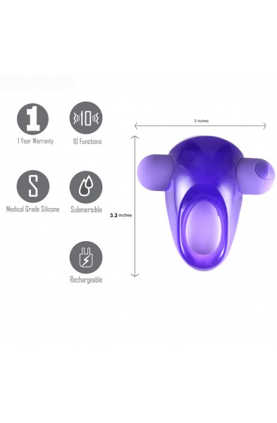 Casey Vibrating Erection Enhancer Ring - Purple