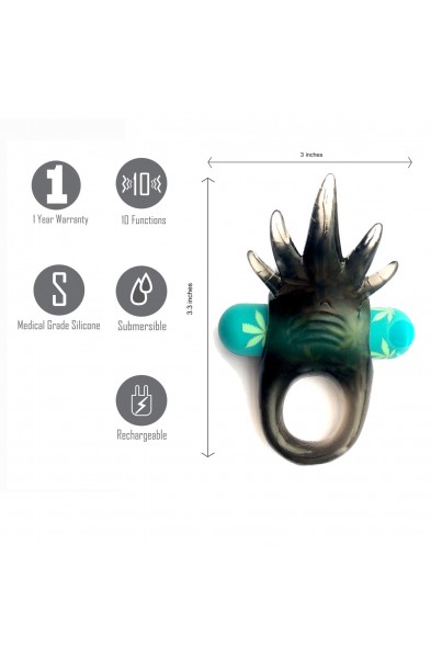 Ziggy Pot Leaf USB Rechargeable Vibrating Erection Enhancer Ring - 420 Series