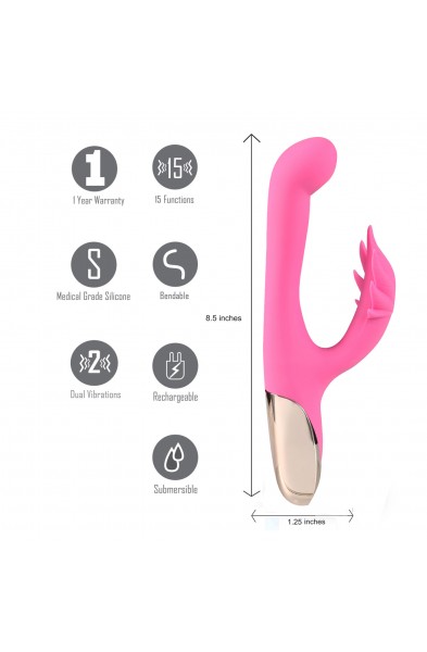 Maui 420 Series - Dual Motor G-Spot Pot Leaf - Rechargeable Vibrator - Pink