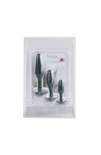 Doobies Pot Leaf Anal Trainer Silicone Set - Green