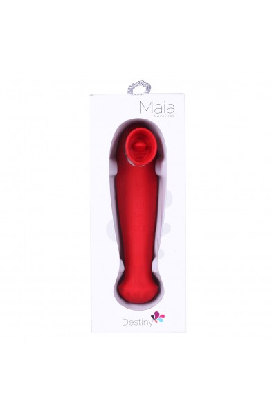 Destiny 15-Function Rechargeable Vibrating - Suction Wand - Cherry Red