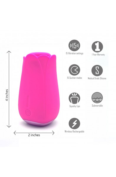 Tulip Pro 15-Function Suction Vibe With Wireless Charging - Pink
