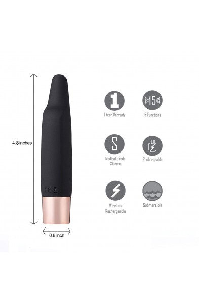 Aspen 15-Function Rechargeable Wireless Flickering Tip Vibrator - Black