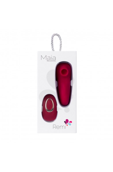 Remi 15-Function Rechargeable Remote Control   Suction Panty Vibe - Red