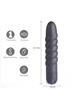 Lola 10 Function Vibrating Twisty Bullet - Black