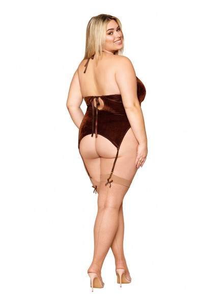 Shirt Garter Slip and G-String - Queen Size -  Espresso