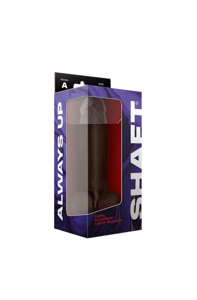Shaft - Model a 9.5 Inch Liquid Silicone Dong With Balls - Mahogany