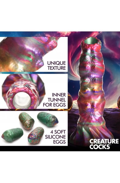 Larva Silicone Ovipositor Dildo With Eggs - Multicolor