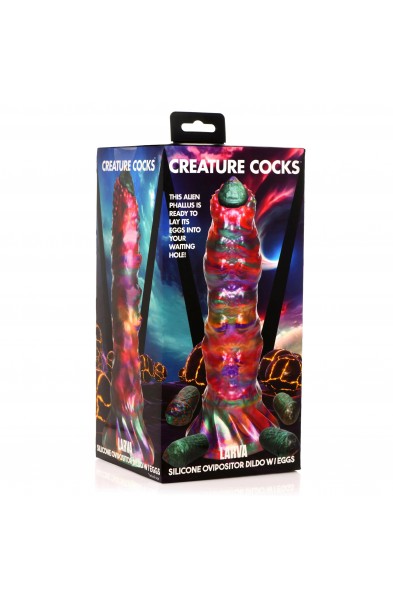 Larva Silicone Ovipositor Dildo With Eggs - Multicolor
