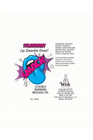 Smack Warming and Lickable Massage Oil -  Strawberry 2 Oz