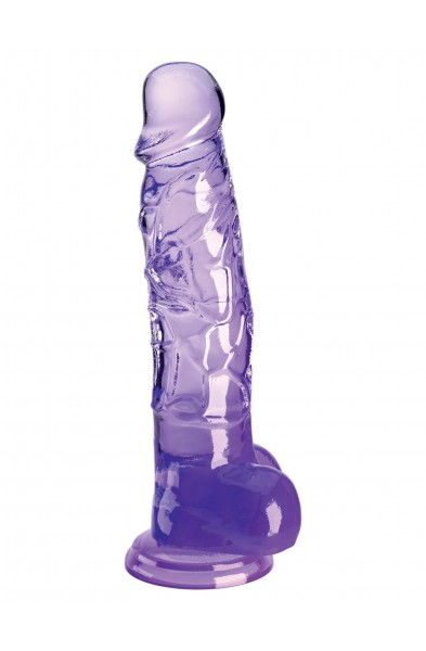 King Cock Clear 8 Inch With Balls - Purple