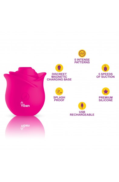 Zen Rose - Hot Pink - Handheld Rose Clitoral and Nipple Stimulator