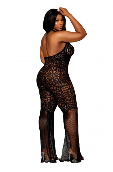 Flair Leg Bodystocking - Queen Size - Black