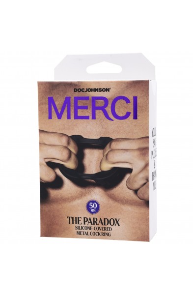 Merci - the Paradox - Silicone Covered Metal Cock  Ring - 50mm - Black