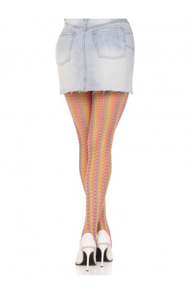Rainbow Crochet Net Tights - One Size - Multicolor