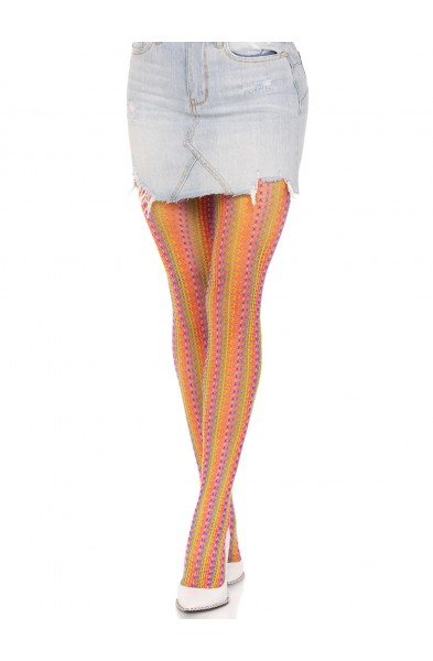 Rainbow Crochet Net Tights - One Size - Multicolor