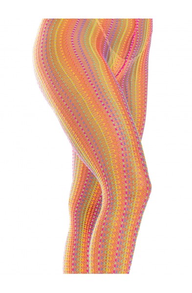 Rainbow Crochet Net Tights - One Size - Multicolor