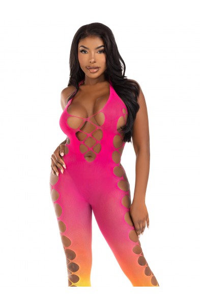 Ombre Footless Bodystocking - One Size - Sunset