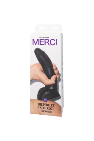 Merci - the Perfect P-Spot Cock - With Removable  Vac-U-Lock Suction Cup - Black