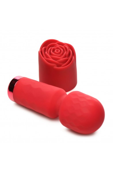 Pleasure Rose-Petite Mini Silicone Rose Wand - Red