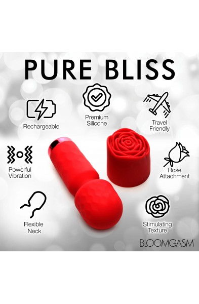 Pleasure Rose-Petite Mini Silicone Rose Wand - Red