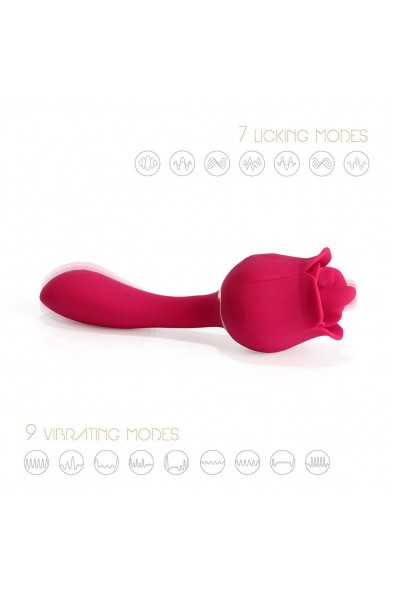 Rhea - the Rose Clit Licking Tongue Vibrator and G Spot Massager - Pink