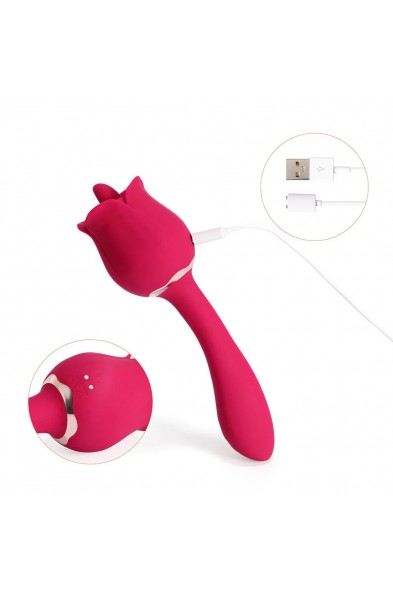 Rhea - the Rose Clit Licking Tongue Vibrator and G Spot Massager - Pink