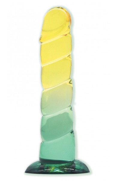 Shades, 7.5" Swirl Jelly Tpr Gradient Dong - Yellow and Mint
