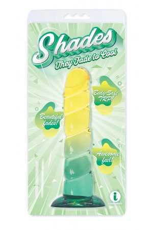 Shades, 7.5" Swirl Jelly Tpr Gradient Dong - Yellow and Mint