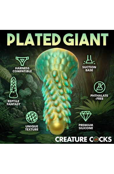 Stegosaurus Spiky Reptile Silicone Dildo - Green