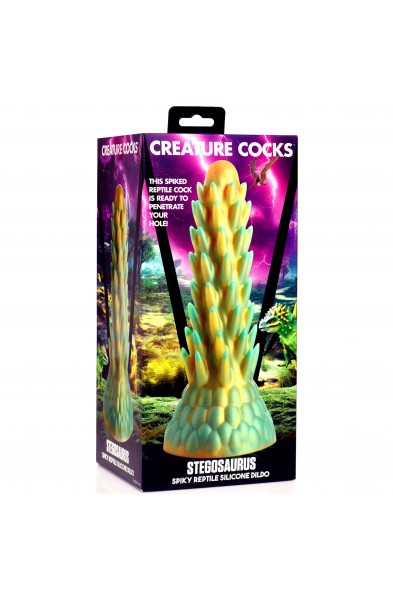 Stegosaurus Spiky Reptile Silicone Dildo - Green