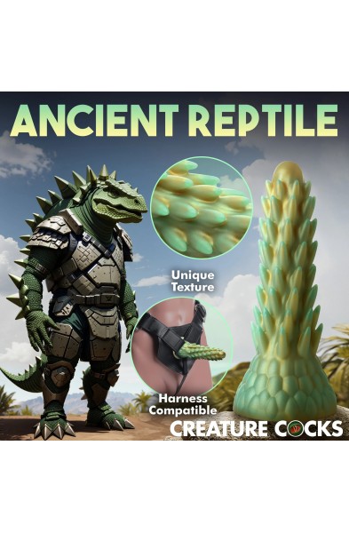 Stegosaurus Spiky Reptile Silicone Dildo - Green