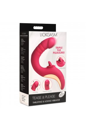 Tease and Please Thrusting and Licking Vibrator -  Fuchsia