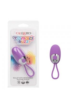 Turbo Buzz Bullet With Removable Silicone Sleeve - Purple