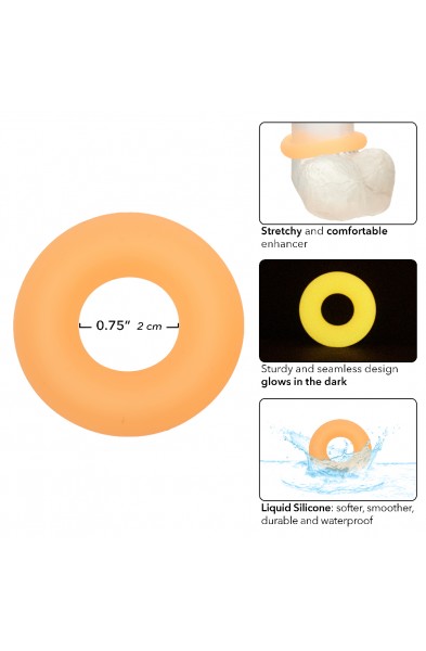 Alpha Glow-in-the-Dark Liquid Silicone Prolong   Medium Ring - Orange