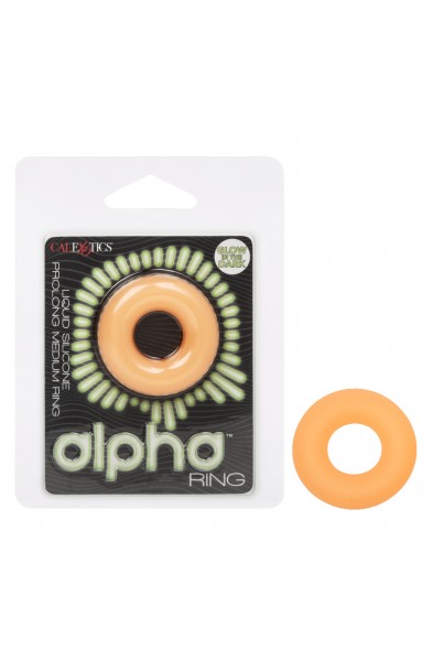 Alpha Glow-in-the-Dark Liquid Silicone Prolong   Medium Ring - Orange