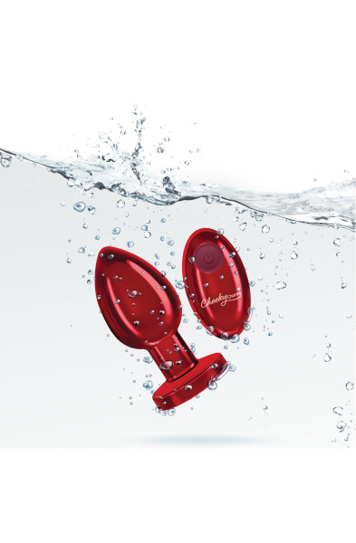 Cheeky Charms - Rechargeable Vibrating Metal Butt Plug With Remote Control - Red - Large