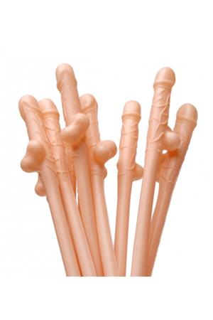Penis Sipping Straws 10 Pack - Flesh