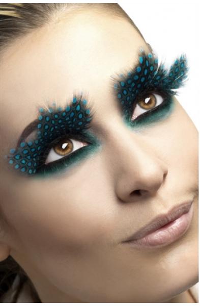 Large Aqua Dots Feather Eyelashes