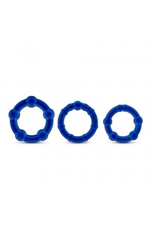 Stay Hard - Beaded Cock Rings - 3 Pack - Blue
