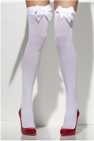 Thigh High Stockings With Bow - White Fv-29093