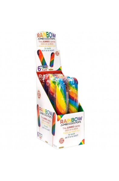 Jumbo Rainbow Cock Pops 6 Piece Display