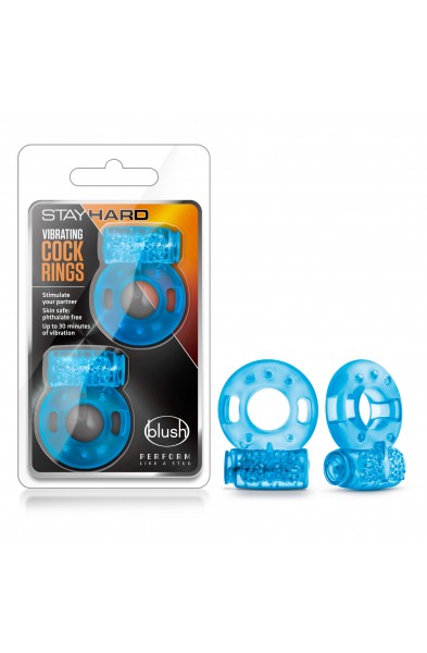 Stay Hard - Vibrating Cock Rings - 2 Pack - Blue